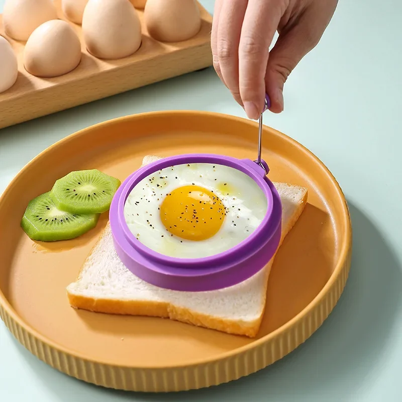 2PCS Silicone Fried Egg Pancake Ring Omelette Fried Egg Round Shaper Eggs Mould for Cooking Breakfast Frying Pan Oven Kitchen