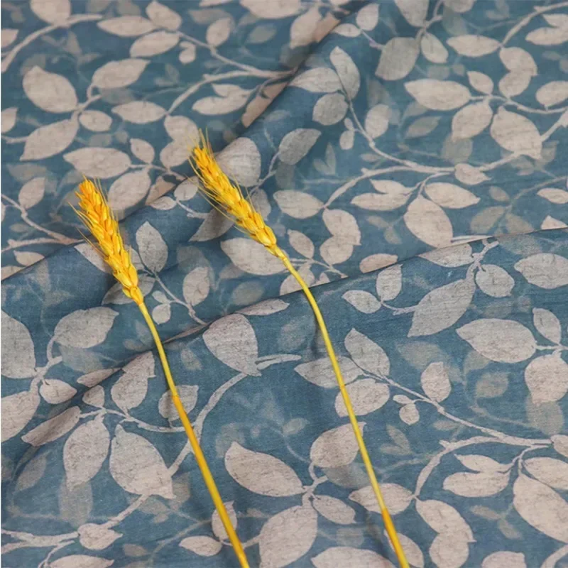 

High-quality natural pure ramie linen printed fabric summer lightweight Chinese long robe dress for DIY sewing fabrics meter2025