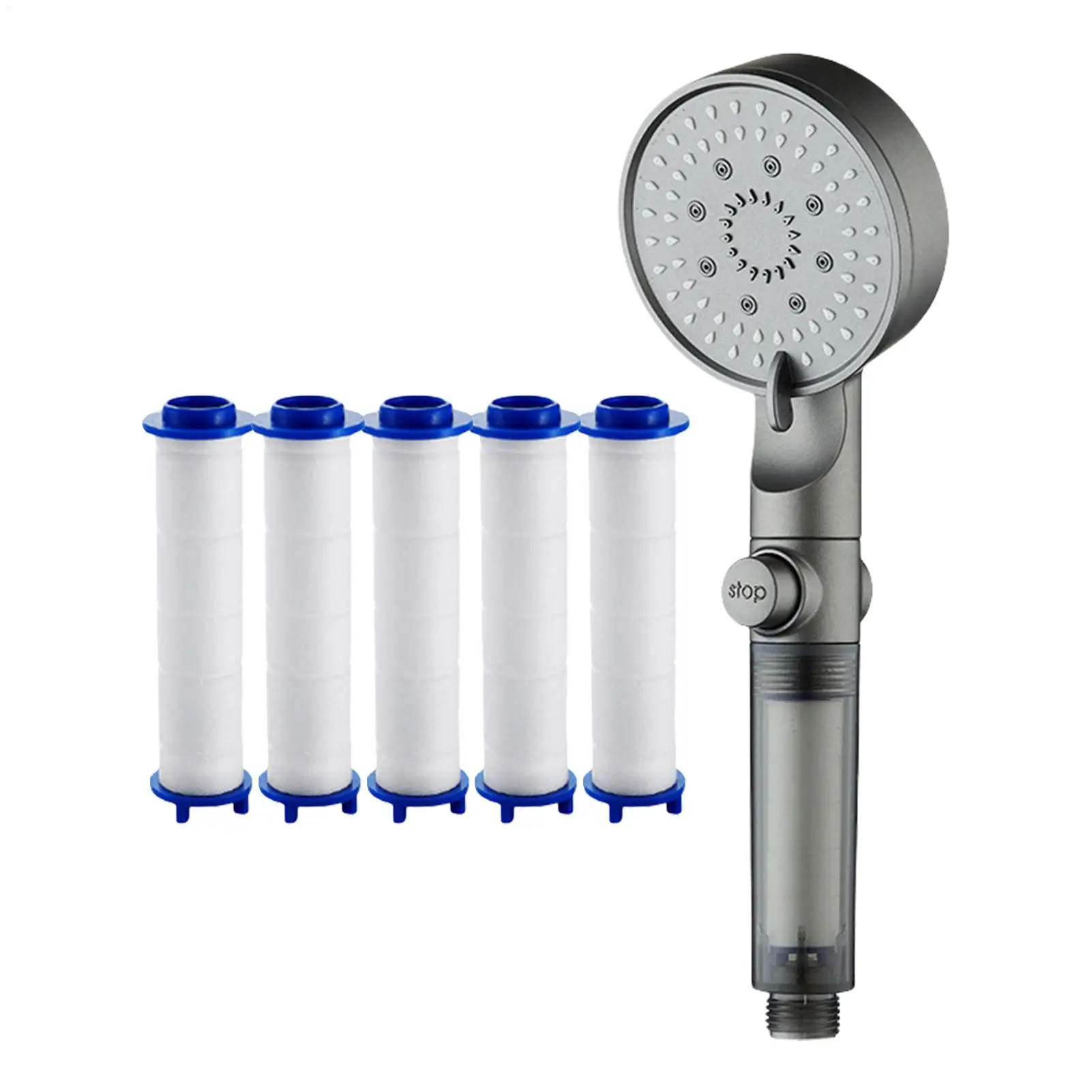 

5 Modes Filtered Shower Head with Handheld Shower Head with Handheld Silicone Nozzles Adjustable Sprayer for Home Gym Dorm