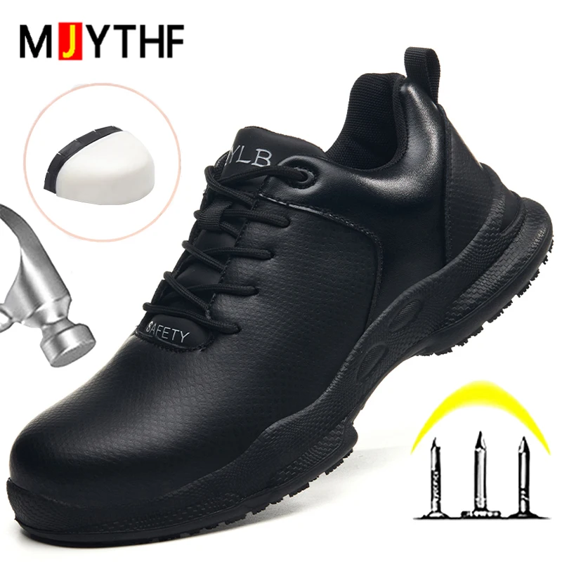 

2026 Waterproof Men Work Safety Shoes Non slip chef shoes Anti-smash Anti puncture Work Sneakers Composite toe Protection Shoes