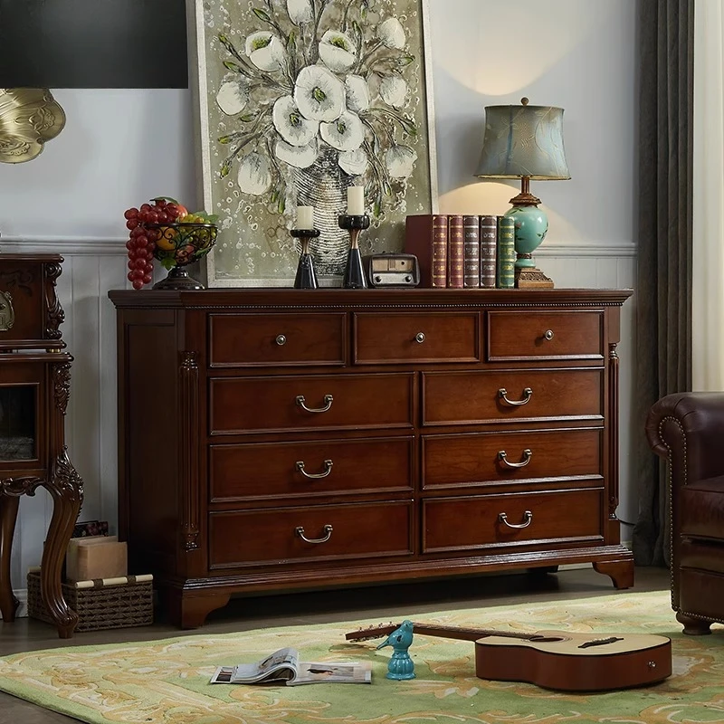 

American solid wood chest of drawers, black walnut storage cabinet, storage cabinet, bedroom bedside chest of drawers