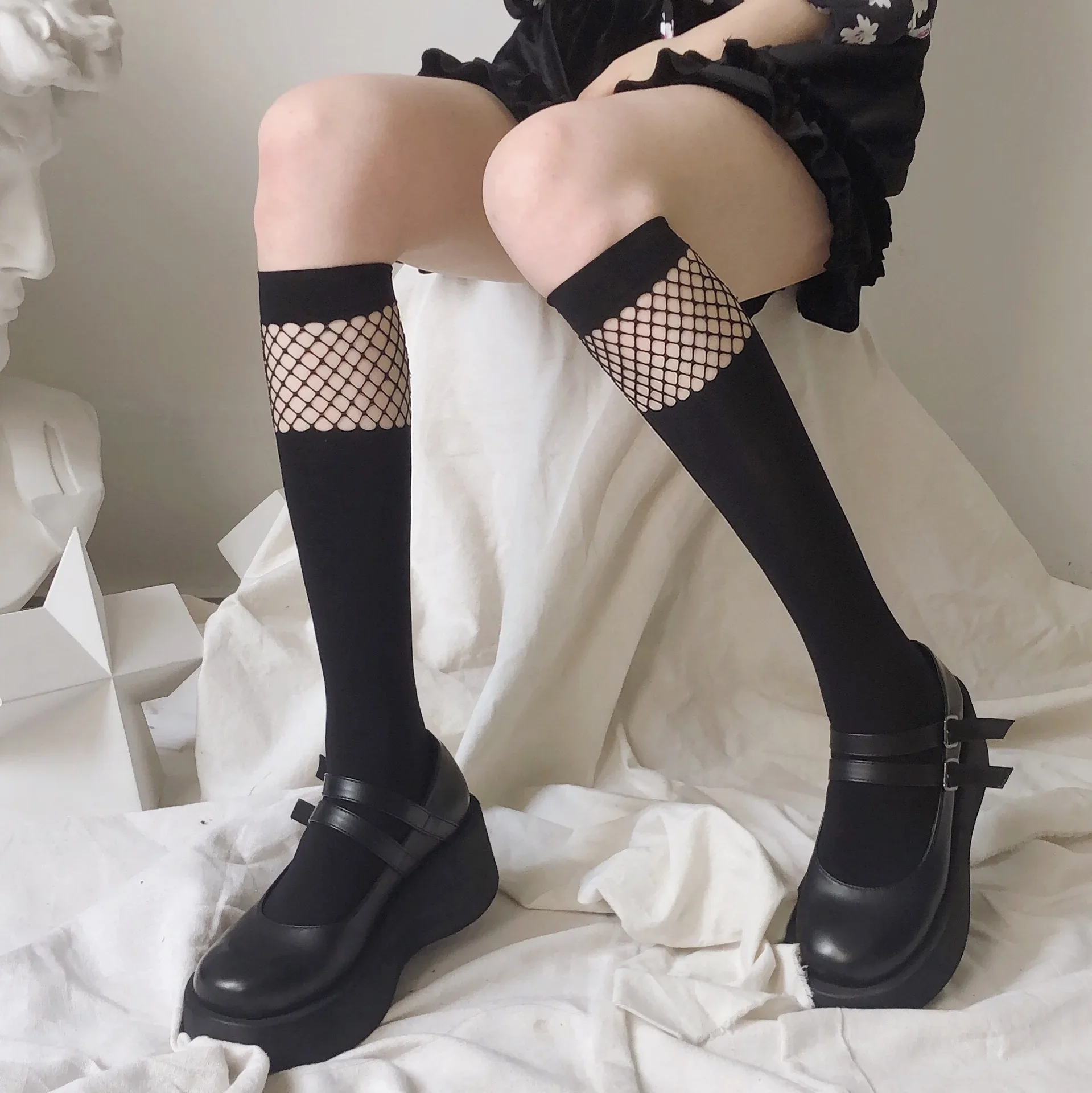 JK Cosplay Mesh Velvet Leg Chaussettes pour filles, Bas résille, Uniforme, Dark Girl Fashion, Accessoires de olympiques, Lolita