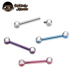 ASTM F136 Titanium Nipple Tongue Ring Barbell Straight Piercing Anodized Sexy Pink Nipple Piercing Jewelry for Men and Women