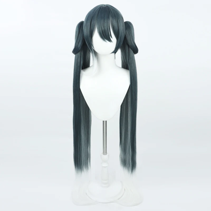 Cabelo sintético 65cm rabo de cavalo cosplay perucas anime role play longo reto cinza escuro gradiente branco cos peruca resistente ao calor