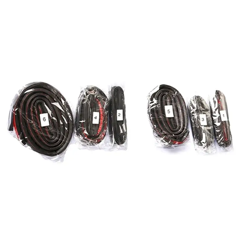 AC76-6Pcs Rubber Auto Door Seal Strips Kit Whole Car Sealing Trim Tape Noise Reduction For Tesla Model S