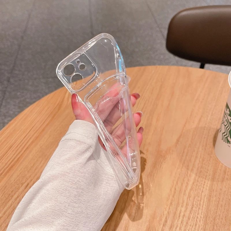Transparent Card Slot Bag Phone Case For LG Velvet V50 V50S Shockproof Soft Wallet Cover