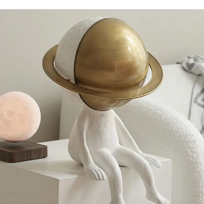 Golden Planet Abstract Figure Statue Desk Decoration Ornaments Crafts Character Resins Sculpture Modern Home Decor