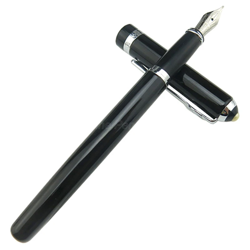 Duke 962 Black And Silver Fountain Pen Medium Nib Professional School Office Stationery Writing Tool Pen Gift