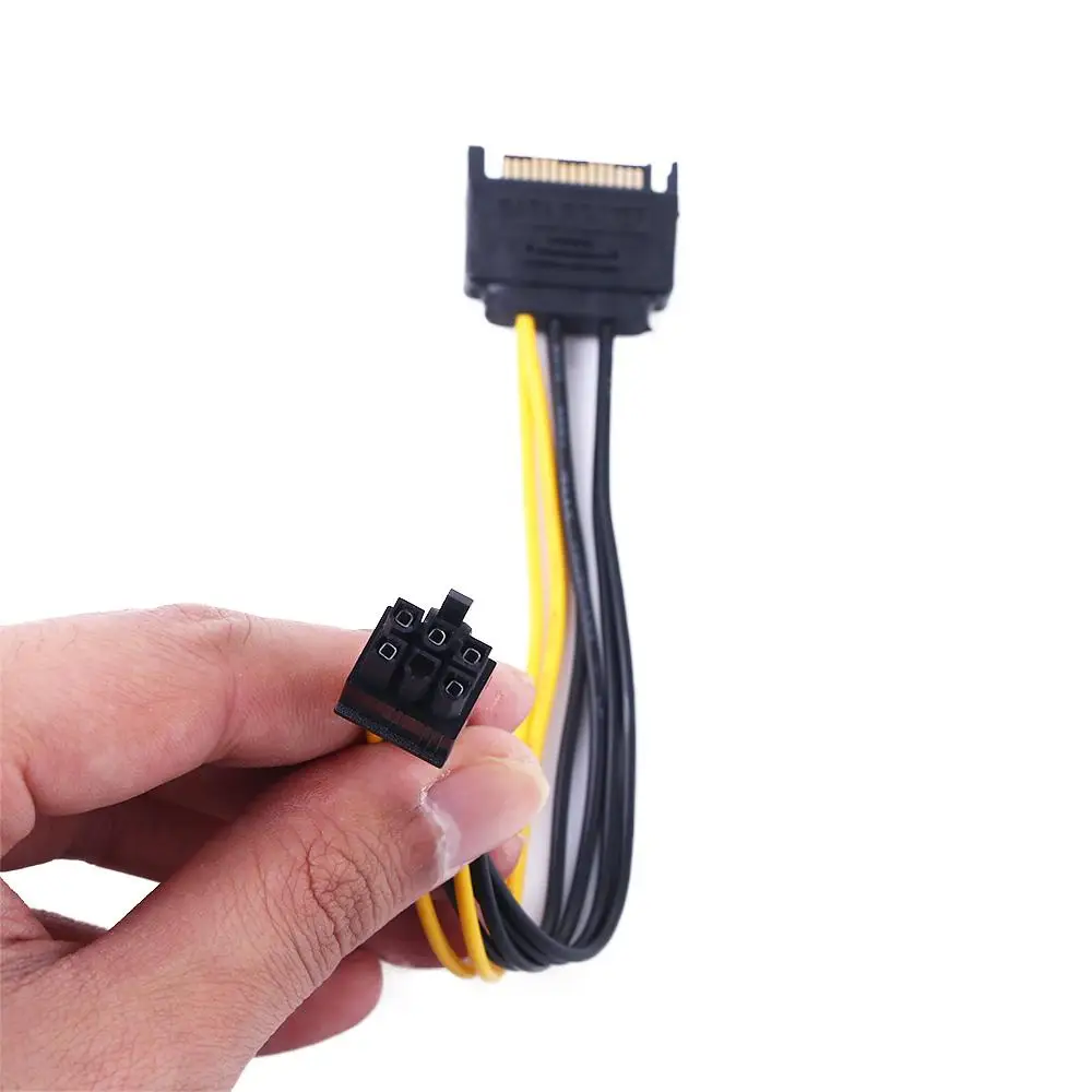 Cabo divisor de energia de 15 pinos a 6 pinos, cabo de alimentação gráfico, placa de vídeo, cabo adaptador sata, cabo de alimentação sata