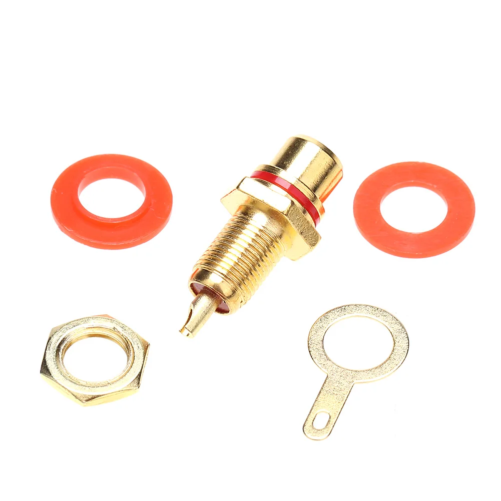 Liga de zinco fêmea soquete conectores, Chassis Panel Mount Adapter, RCA Jack Connector, Gold Plating Acessórios, 2pcs