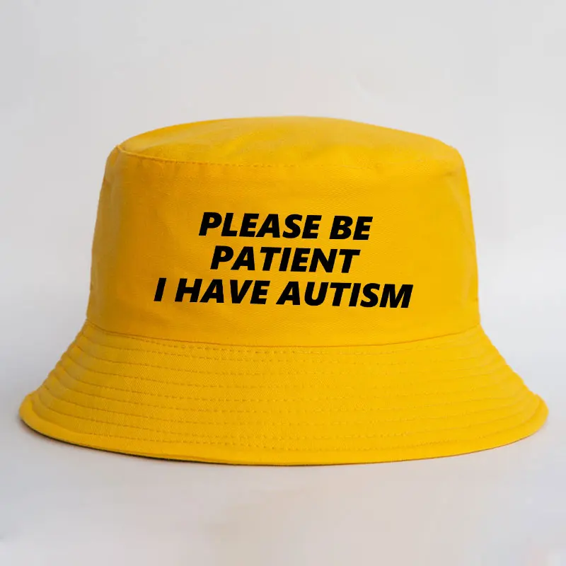 

Please Be Patient I Have Autism Letter Print Bucket Hat Men Women Fisherman Hats Summer Outdoor Hunting Fishing Cap for Boy Girl