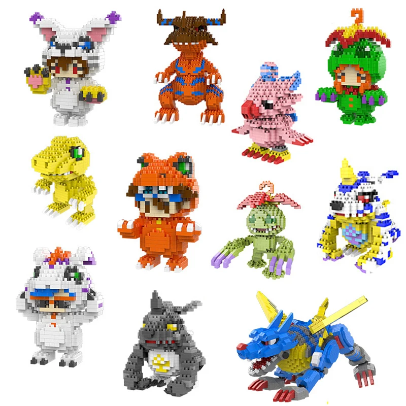 

Digital Monster Agumon Gabumon Mini Building Blocks Piyomon Greymon DIY Micro Brick Tentomon Gomamon Figures Toys For Kids Gift