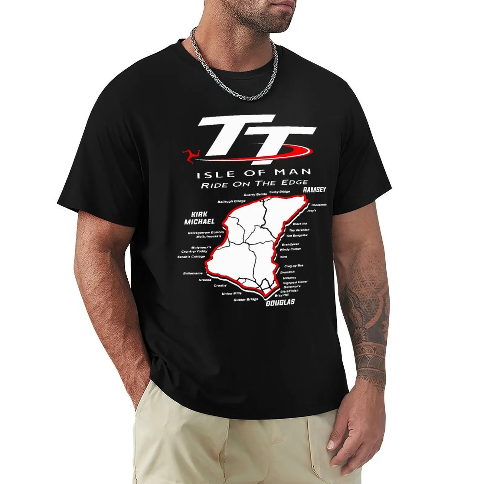 

Custom Mountain Course Map Isle Of Man Tt T Shirt Harajuku Short Sleeve T-shirt 100% Cotton Graphics Tshirt Tops