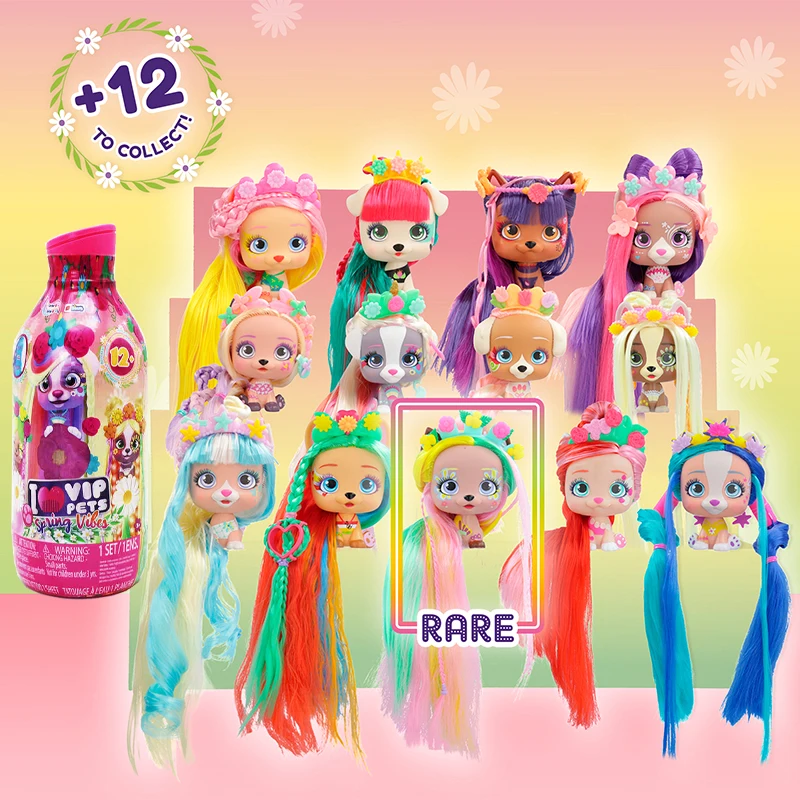 

I Love Vip Pets Surprise Hair Reveal Doll Spring Vibes Series 4 Hairdressing Braiding Pet Dog Surprise Toy Girls Play House Toys