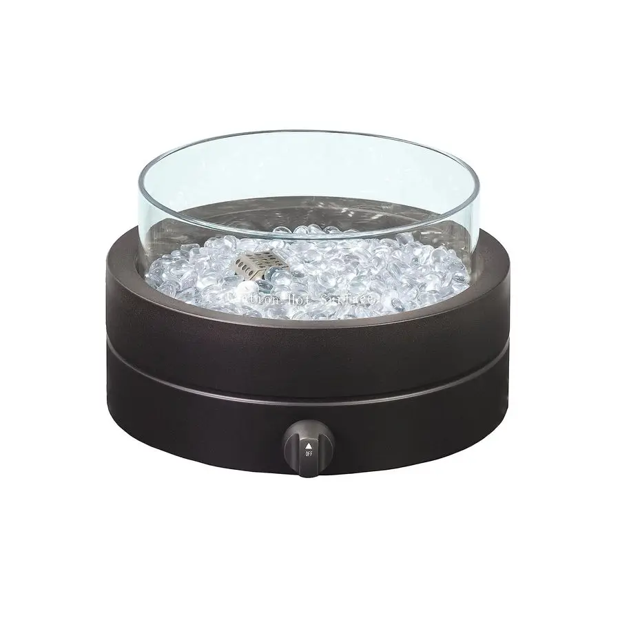 

14Inch Round Propane Fire Pit, 9000 BTU Portable Tabletop Fireplace with Glass Stones, Umbrella Hole Compatible for Outdoor Pati
