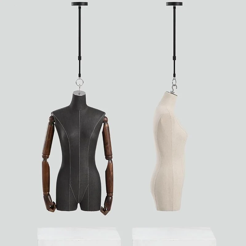 

Female / Male Fabric Cover Half Body Hanging Mannequin with Wooden Arm Hand For Clothing Windows Display