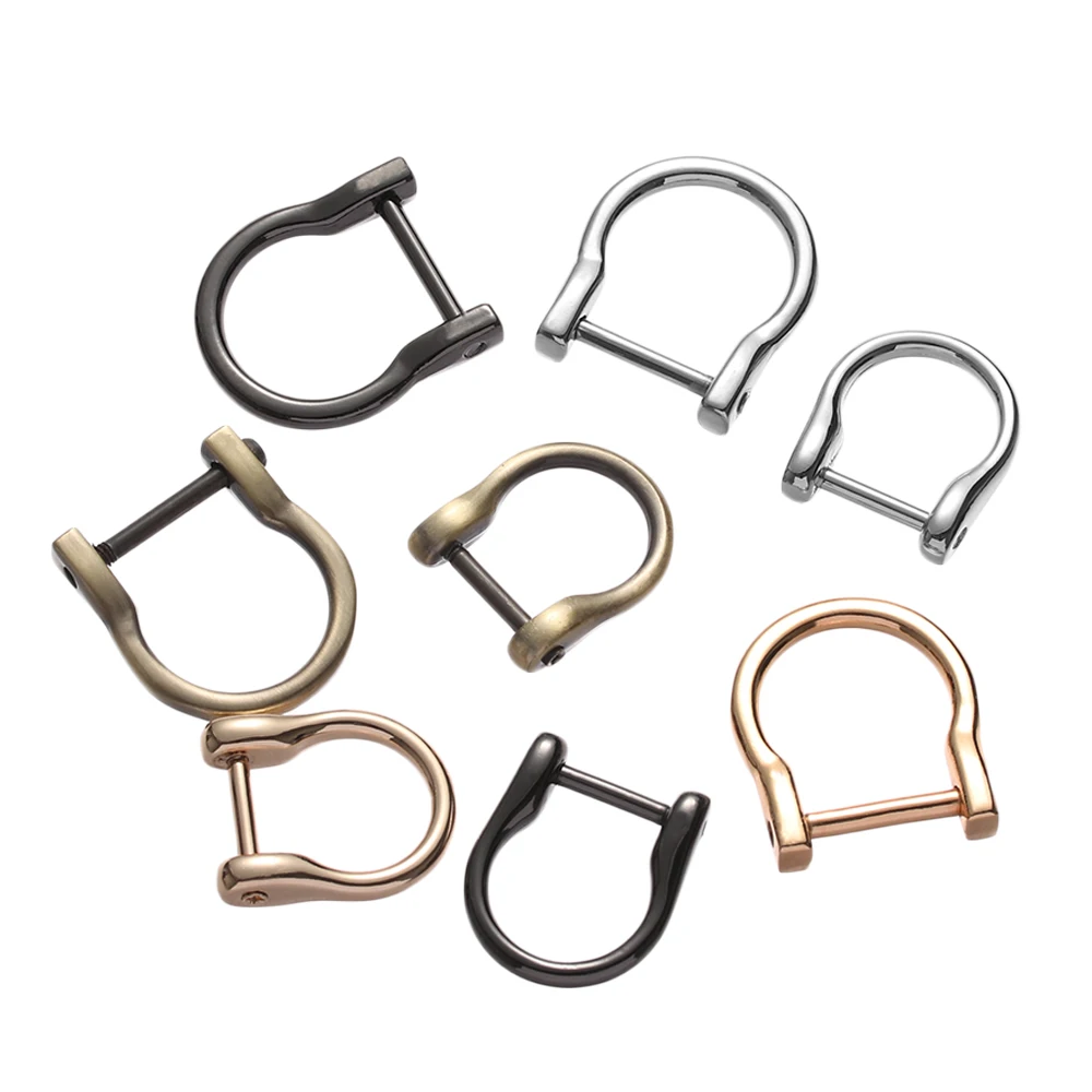 1.4/1.9cm D Ring Metal Open Screw Buckle Detachable Shackle Clasp Leather Craft Bag Strap Belt Handle Shoulder Webbing Buckle