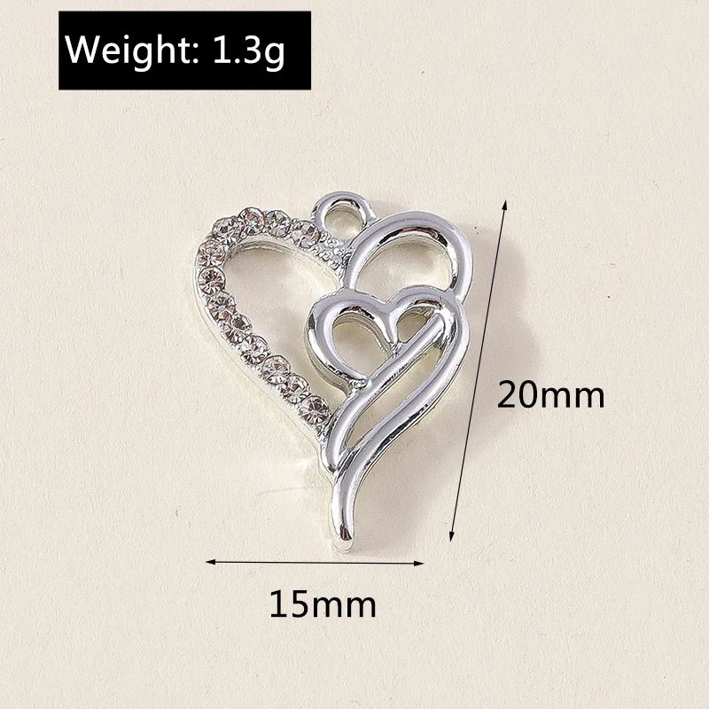 10 Stück niedliche Kristall-Metall-Anhänger in Form von Herzen, Bäumen und Blättern für die Schmuckherstellung, zum Beispiel für Ohrringe, Halsketten und DIY-Bastelarbeiten. – Detail 9