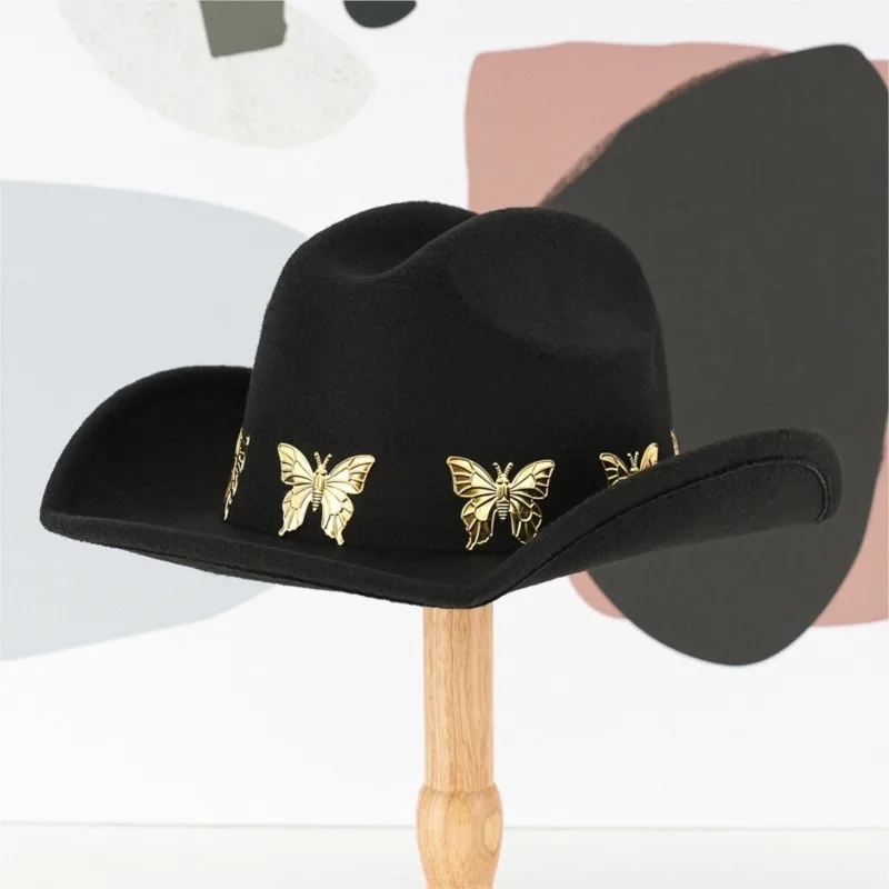 Men's and women's hats made of metal material with floral patterns personalized party