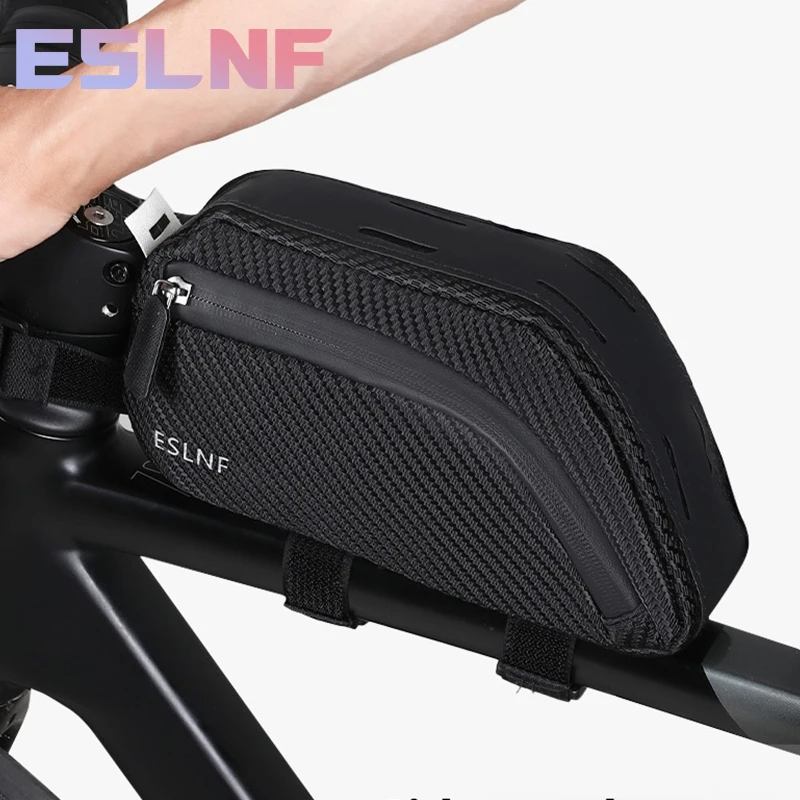 Eslnf fahrrad tasche wasserdicht radfahren oben vorderrohr rahmen tasche große kapazität mtb rennrad tasche schwarz fahrrad zubehör
