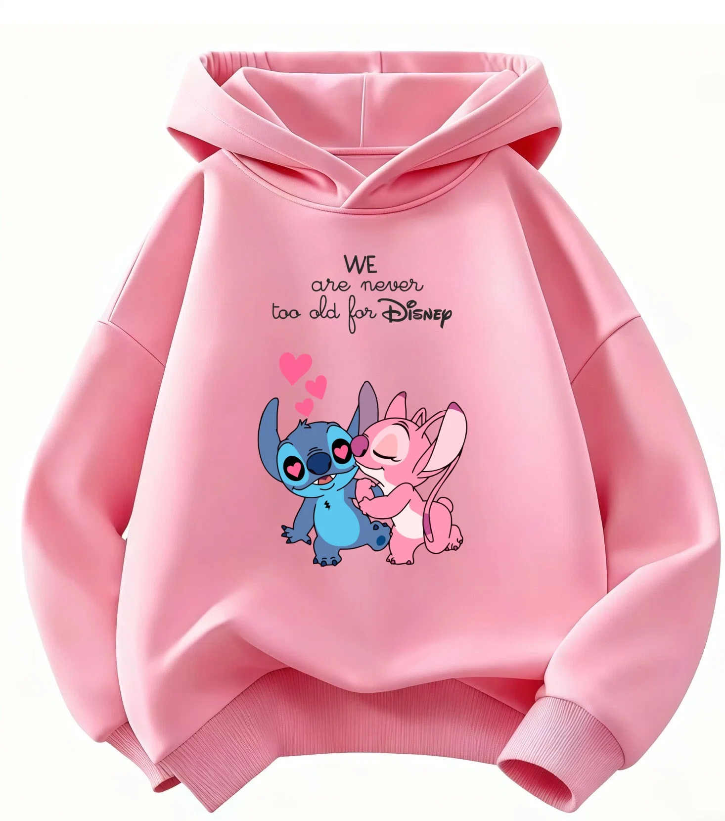 

Chic Disney Stitch Kids Hoodie Contrast Color Hooded Sweatshirt Loose Fit for Toddler Boys Girls 2-13Y Autumn Daily Wear