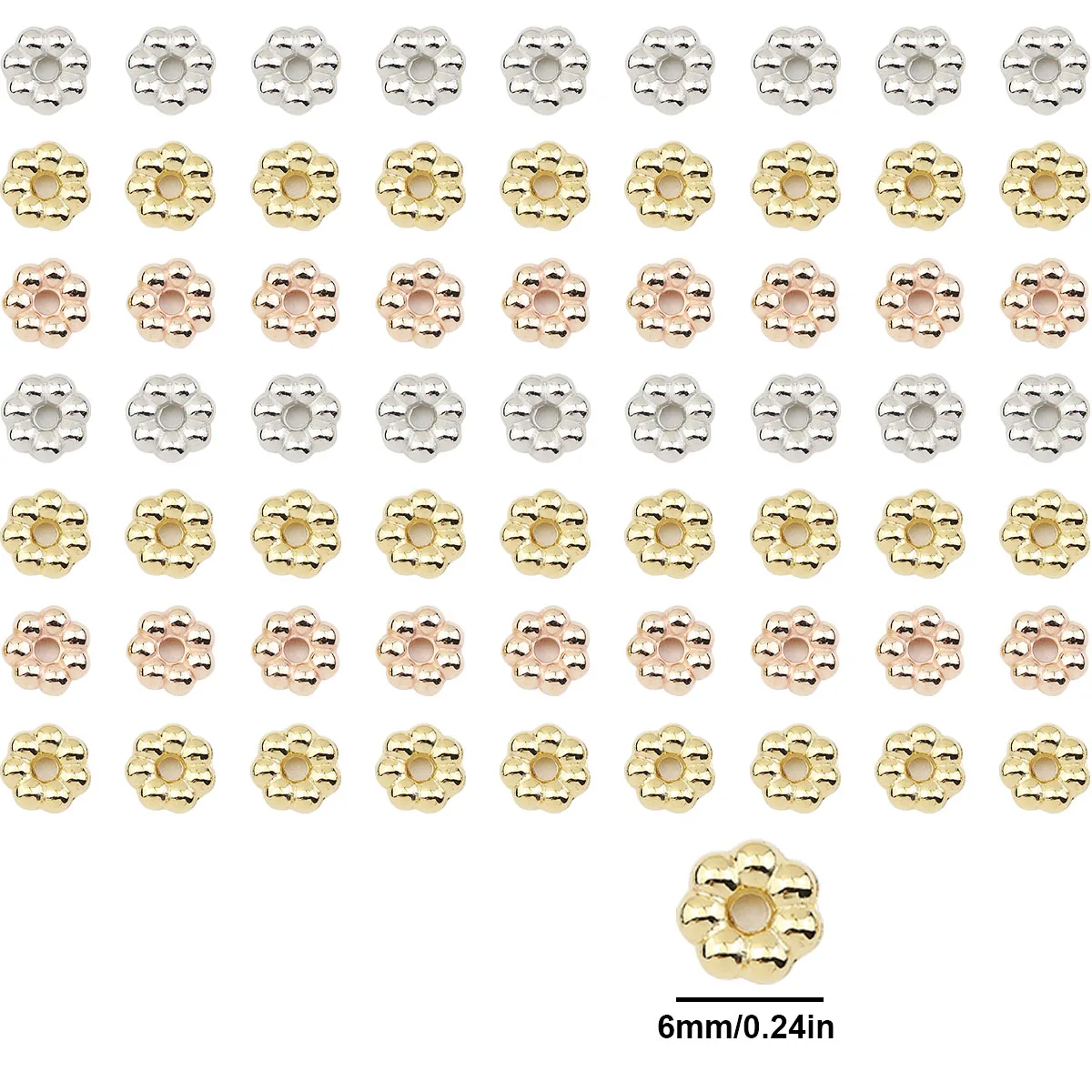 100-800pcs Gold Silver Plated 6mm CCB Snowflake Flake Spacer Loose Beads For Jewelry Making DIY Bracelets Necklaces Accessories
