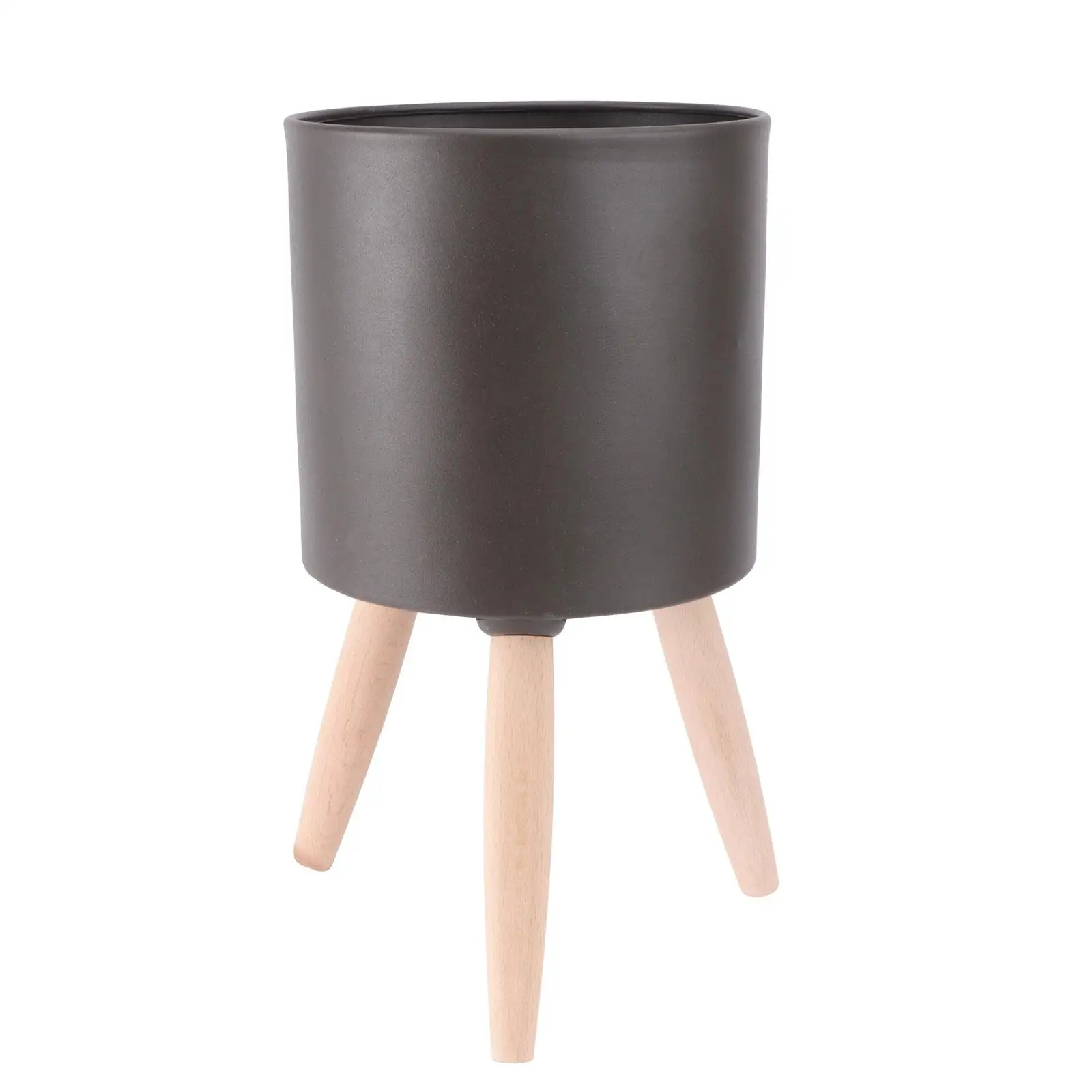 

Iron Wood Flowerpot Planter Durable Long Life Simple Structure Safe Use Pots Plant Holder Rack Gardening