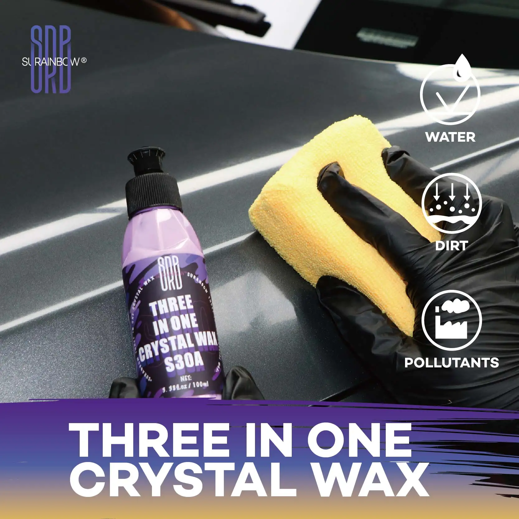 Ceramic 3-in-1 Wax,Easy-to-Use SiO2 Coating Providing Durable Protection & Long-Lasting Water Beading on Paint, Wheels,Plastic.