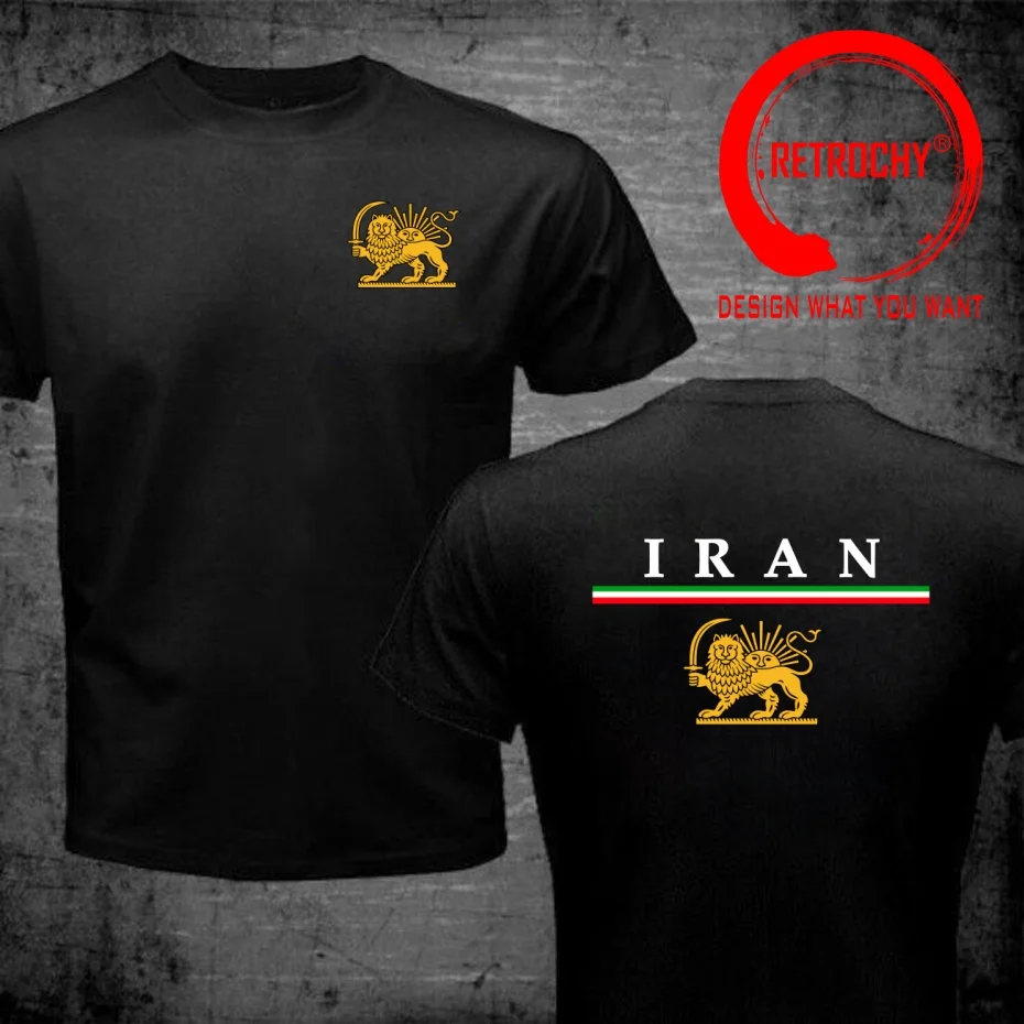 Funny Design Lion and Sun Iran Iranian Flag Persian  Shirt Men Fashion Trendy Casual Clothing Stylish Tops Tee Shirt Leisure