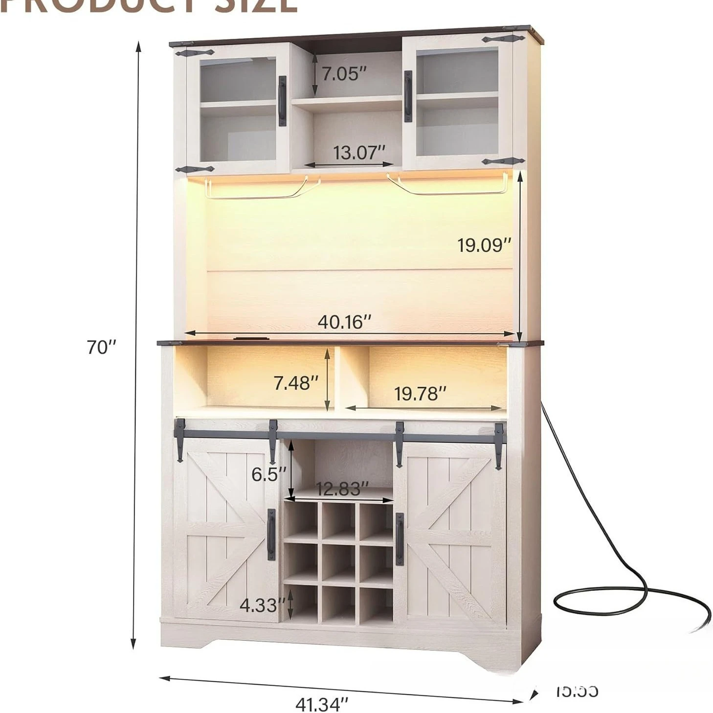 Coffee bar cabinet with sliding self-service cabinet, with power socket, kitchen food cabinet, wine cabinet