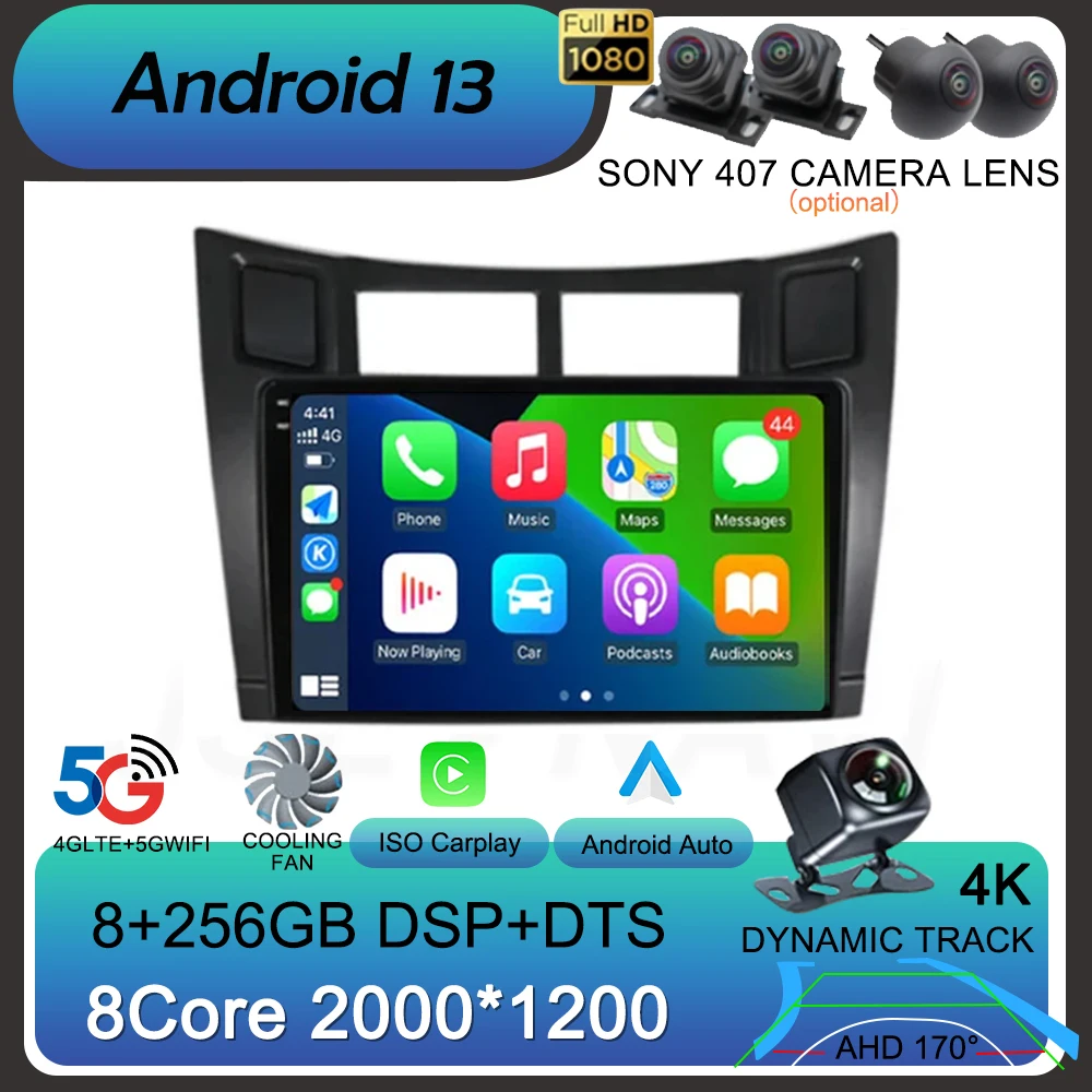 

Android 13 Carplay для Toyota Yaris 2005 2006 2007 2008 2009 2010-2012 автомобильный радиоприемник, мультимедийный плеер, GPS 2Din стерео головное устройство DSP