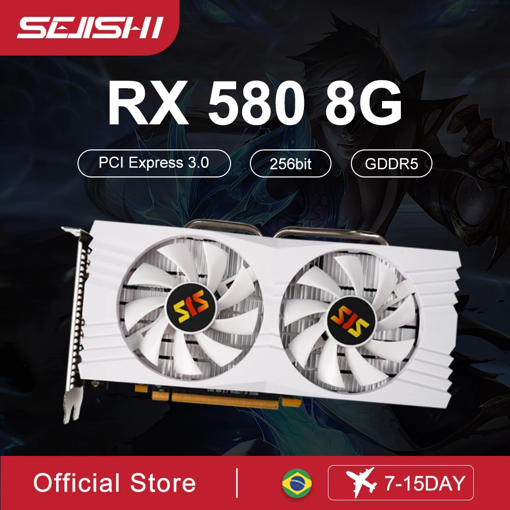 SEJISHI SJS RX 580 8GB 2048SP 256Bit GDDR5 Gaming Card placa de video AMD Radeon RX580 8G Promotion Graphics Video Card PC HDMI