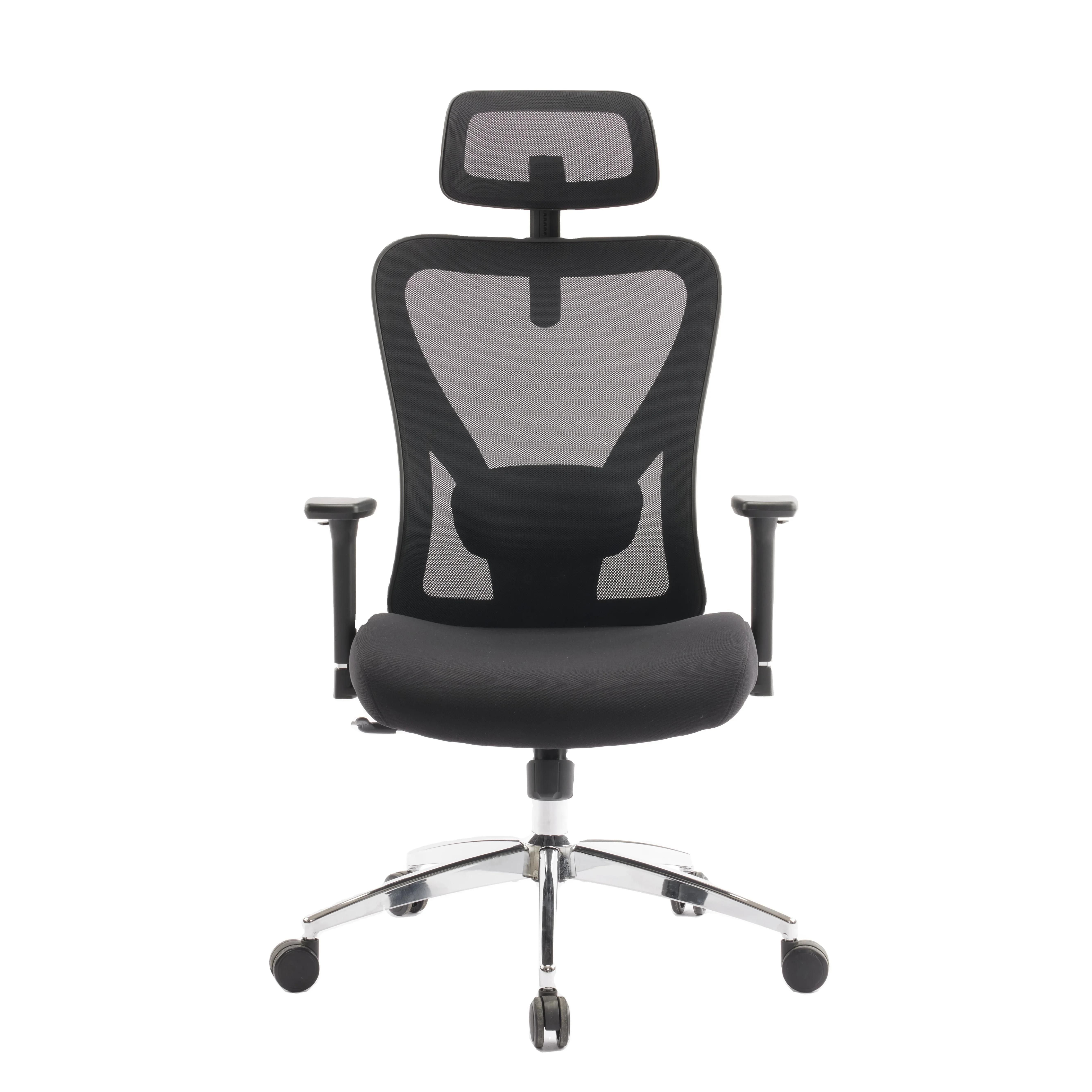 Ergonomic High-Back Swivel Office Chair Mesh Fabric Chrome Leg with Revolving and Adjustment Features-Made of PU Metal Iron