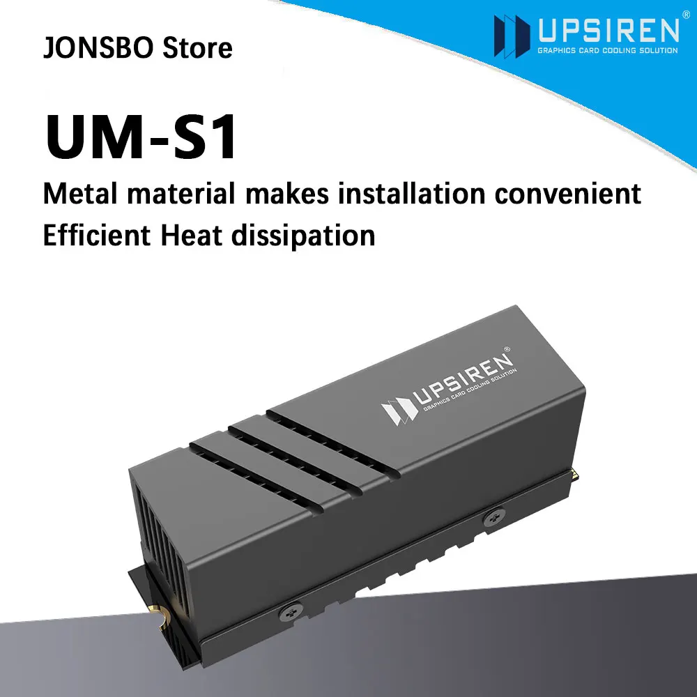 UPSIREN UM-S1 2280 Black SSD Heatsink/Aluminum Alloy Material/Heat Sink Fins/Active Cooling/Suitable for 2280 SSD Installation