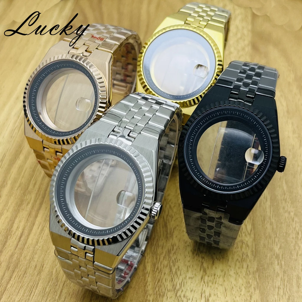 

Черное кольцо 40 мм подходит для корпуса часов Land Resident 904LS, ремешок из сапфирового стекла, подходит для аксессуаров для механизмов NH35, подходит для циферблата 28,5 мм ﻿