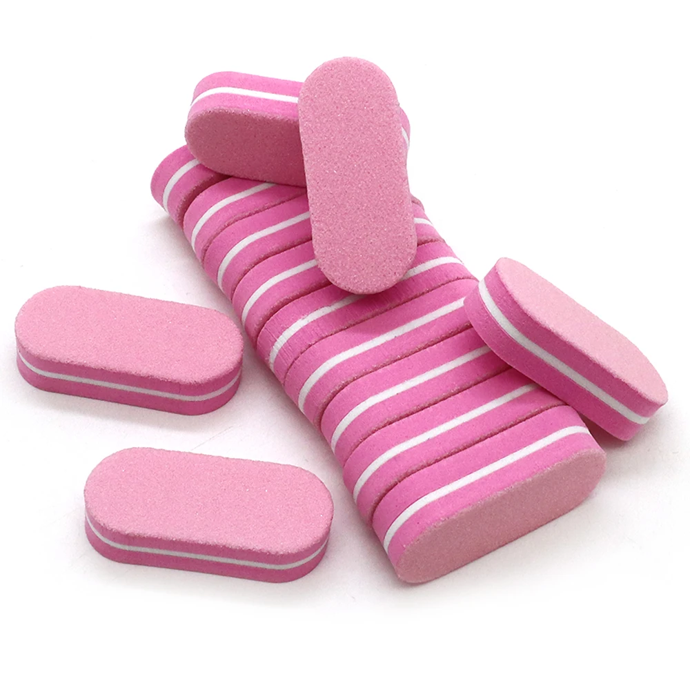 20/50/100pcs Mini Sponge Nail File100/180 Grit Pink Nail Buffer Block Double Sided Sanding Cuticle Remover Manicure Files