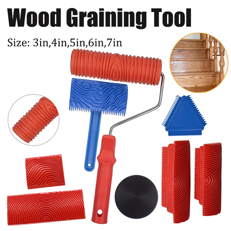 Rubber Wood Graining Tools Set Texture DIY Paint Roller Brush Pattern for  Decoration Painting Tools Wall Room Home Yard Garden