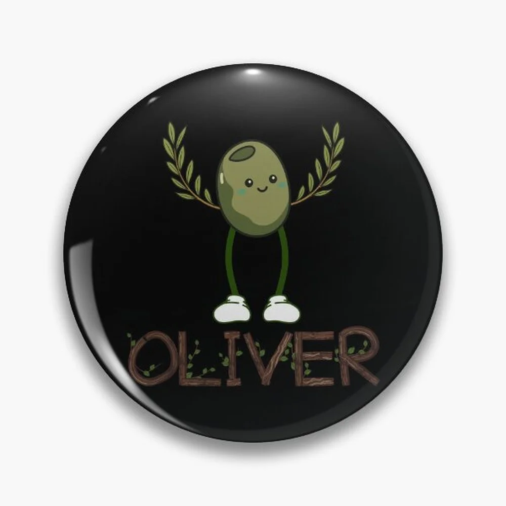 Cute Olive Tree-green Oliver Kawaii Cartoon Food Olive Branch  Pin Holographic Star Heart Pin Brooches Laminated Button Fashion