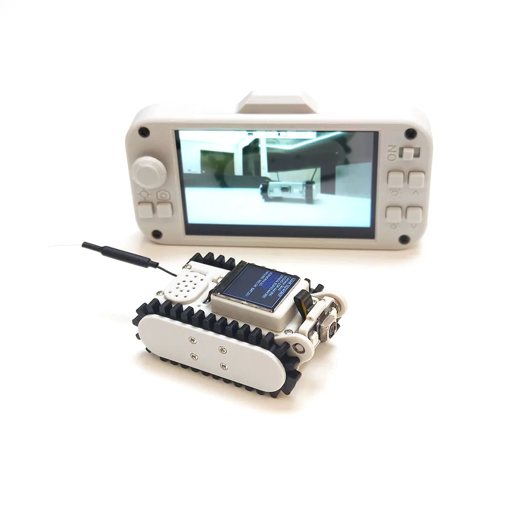 RC Tank with Moving Camera Pipeline Inspection Wireless Video Robot Hole Scouting Car ESP32 Scanning Code Networking APP Program