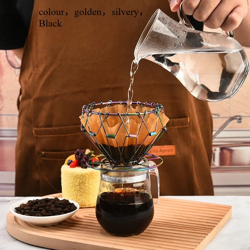 

1 Coffee Drip Stand, Stainless Steel, Foldable, Portable Filter Holder, Outdoor Camping, Hand Brewed Coffee Funnel, Reusable
