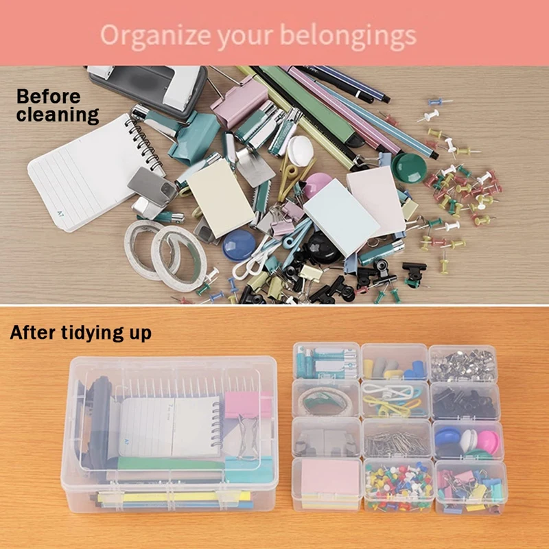 Small Bead Organizers Box 13Pieces Plastic Storage Cases Mini Clear Bead Storage Containers Boxes PP With Hinged Lid