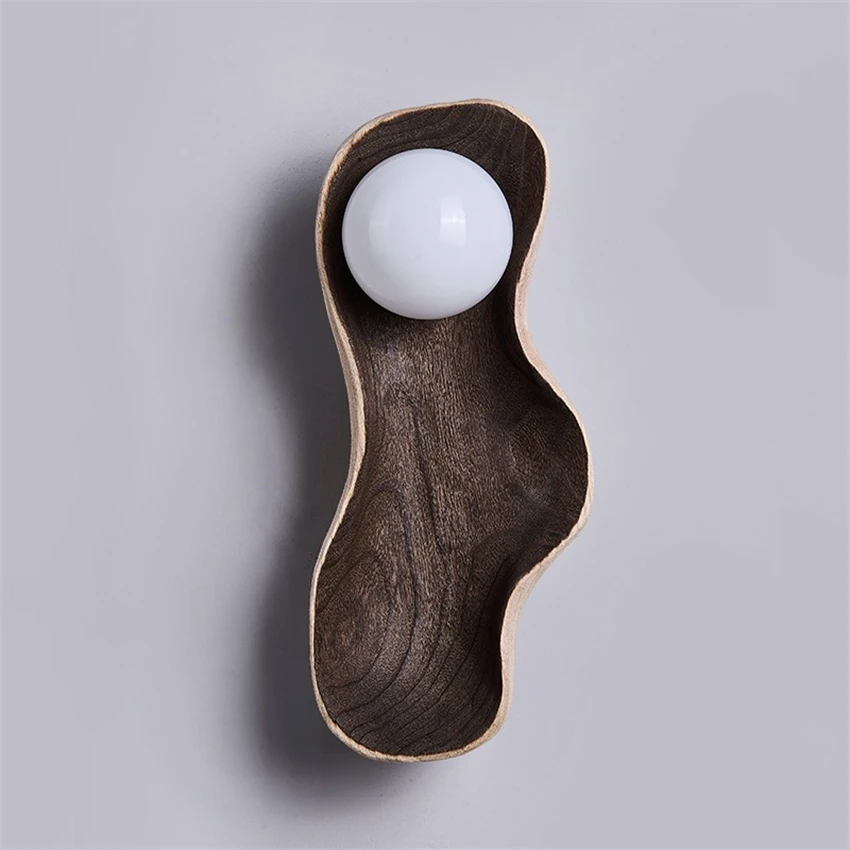 wabi-sabi style bedside wood art wall lamps retro loft hotel bedrooms living room decor sconces
