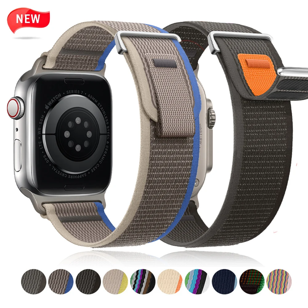 

Спортивная петля для Apple Watch Ultra 49 мм 45 мм 44 мм, нейлоновый ремешок для iWatch series 8 7 6 5 4 3 se Band 41 мм 40 42 38 мм Correa
