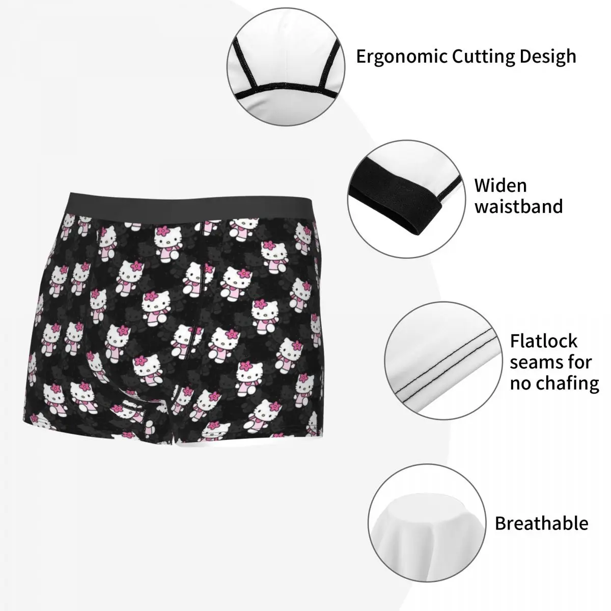 Custom Hello Kitty Underwear Male Print Boxer Briefs Shorts Panties Soft Underpants