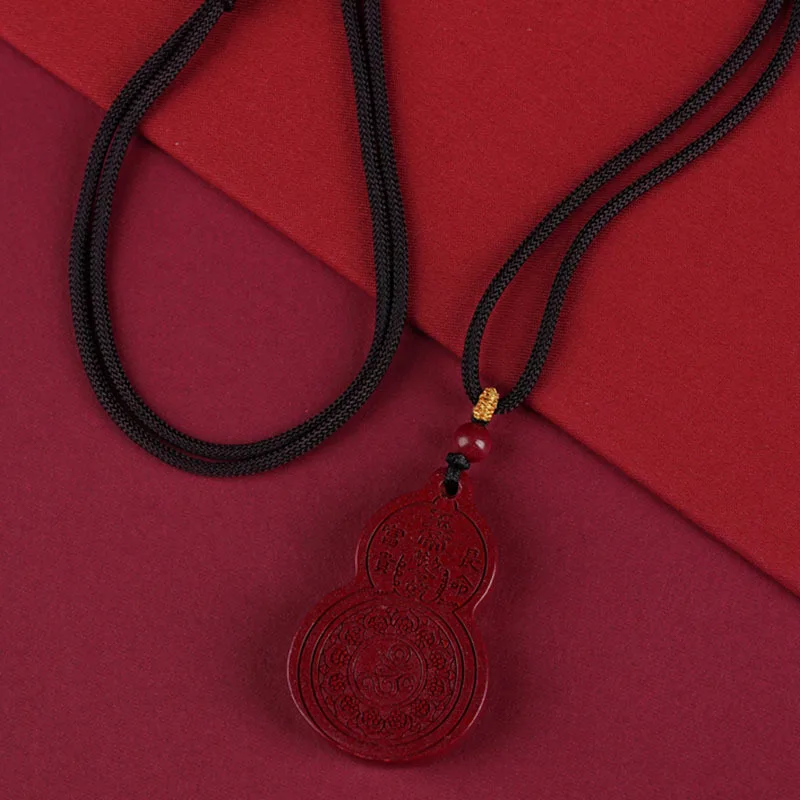 Natural Cinnabar Eight-Diagram-Shaped Appetizer Pendant