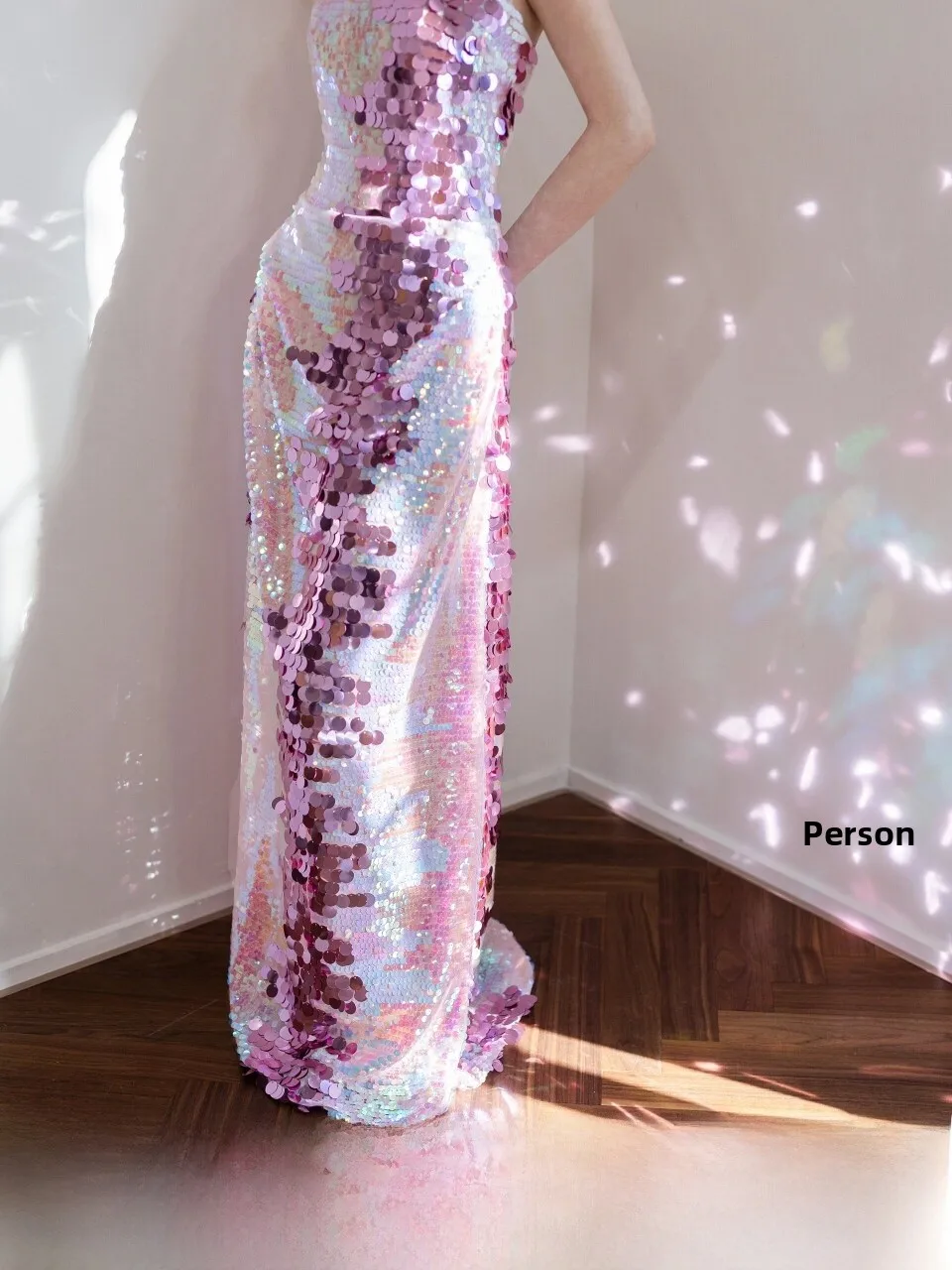 

Ele Pink Sequin Bridal Morning Robe for Women Engagement Par Long Dr Luxury mat Strapl Gown Polyester Fiber