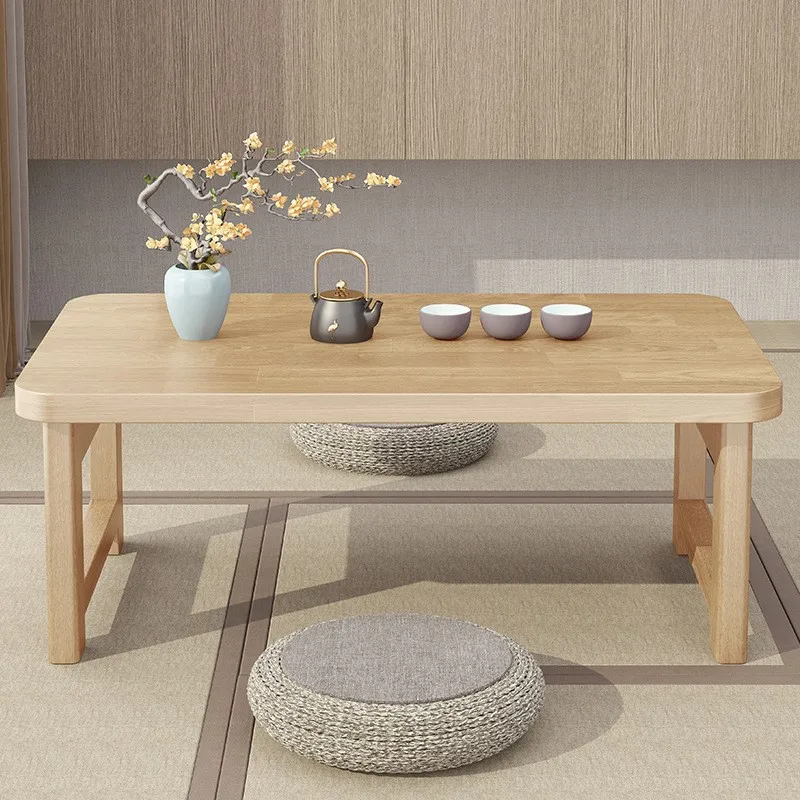 Table pliante en bois massif pour la maison, table simple pour la baie vitrée, tatami de style japonais, petite table basse, table à manger portable