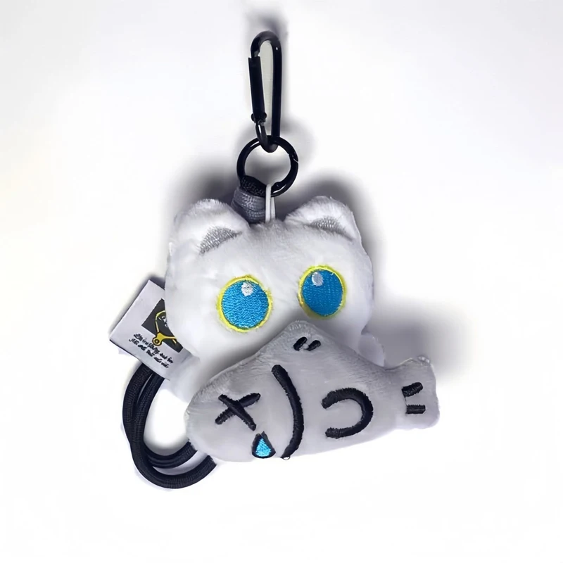 2Pcs Cool Plush Black Cat Doll Toy Keychain Bag Pendant Charms Car Keyring Accessories for Women Couples Kawaii Gift