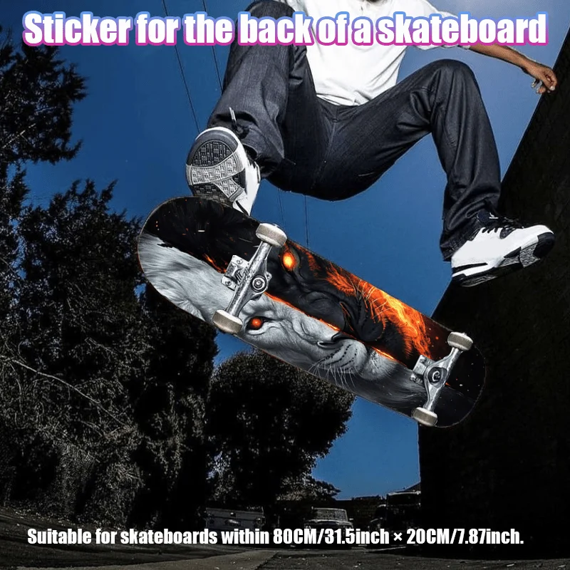 

1 плоская наклейка для скейтборда в стиле ретро «Креативный черно-белый лев», подходит для наклеек на скейтборды и самокаты с двойным креплением.