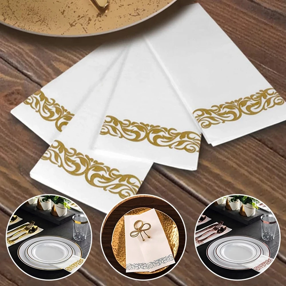 25pcs Disposable Hand Towel Decorative Bathroom Napkin Dust-free Paper Towels for Party Wedding Decor Kitchen Cleaning Products